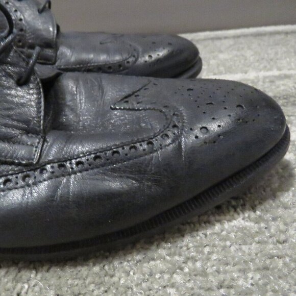 SALVATORE FERRAGAMO Black Leather Wingtip Brogue Oxford Shoes - Size US 9.5 D - Picture 10 of 16